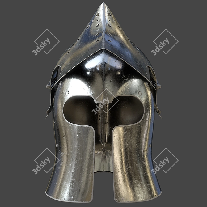 Visored Barbuta Helmet: VR/AR Low Poly, PBR Textures 3D model image 18