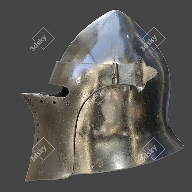 Visored Barbuta Helmet: VR/AR Low Poly, PBR Textures 3D model image 19