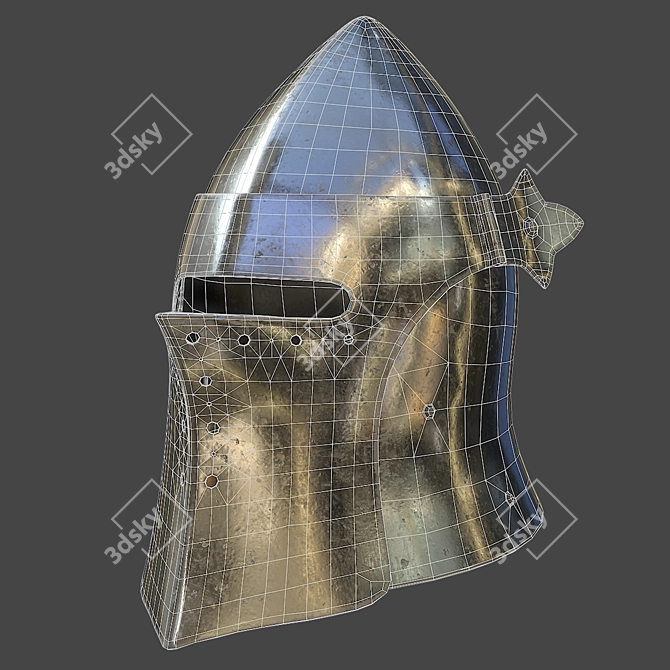 Visored Barbuta Helmet: VR/AR Low Poly, PBR Textures 3D model image 21