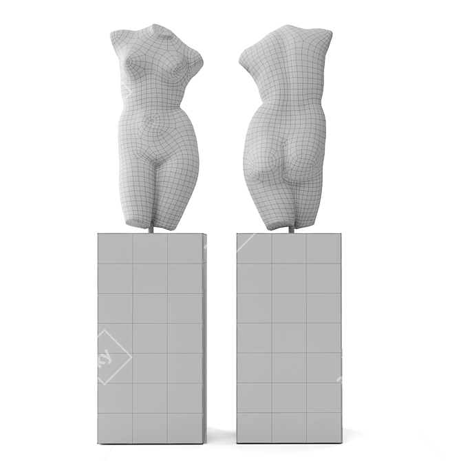 Venus Inked Torso Sculpture 3D model image 5