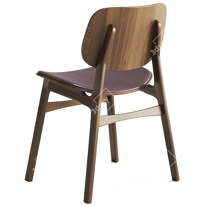 Soborg Wood Leather Chair 3D model image 2