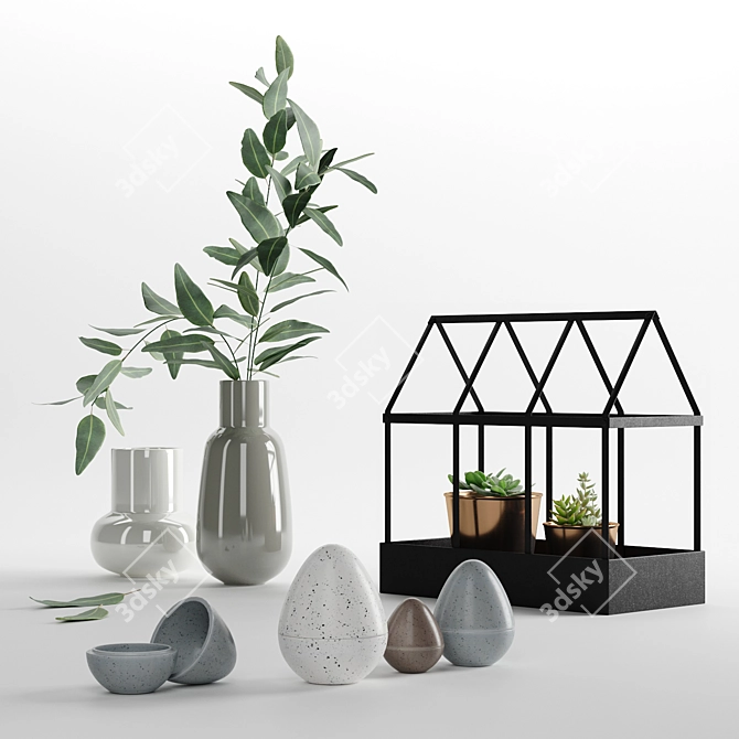 IKEA Decor Set: Greenhouse, Ornaments, Vases 3D model image 1