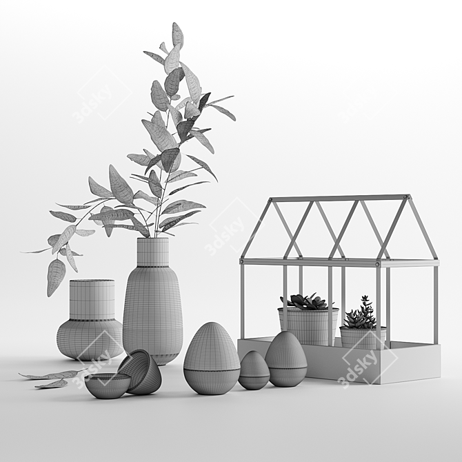 IKEA Decor Set: Greenhouse, Ornaments, Vases 3D model image 2