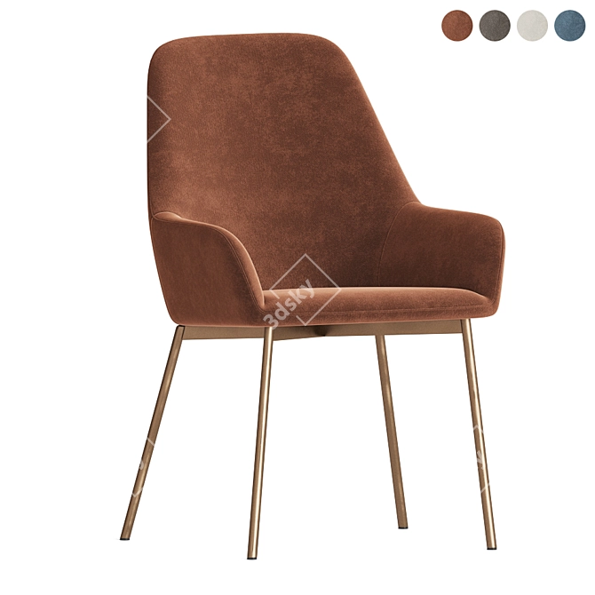 Evy II Upholstered Chair - Stylish and Comfortable 3D model image 3