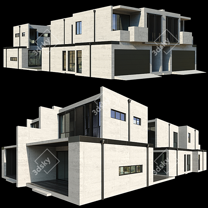 Sleek Modern Home Design 3D model image 1