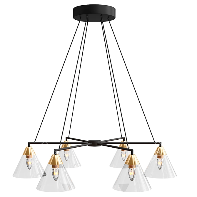 Elegant Flared Glass Chandelier 3D model image 1