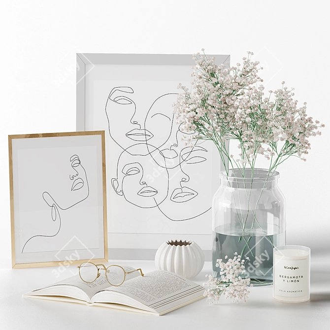 Ethereal Book & Gypsophila Set 3D model image 7