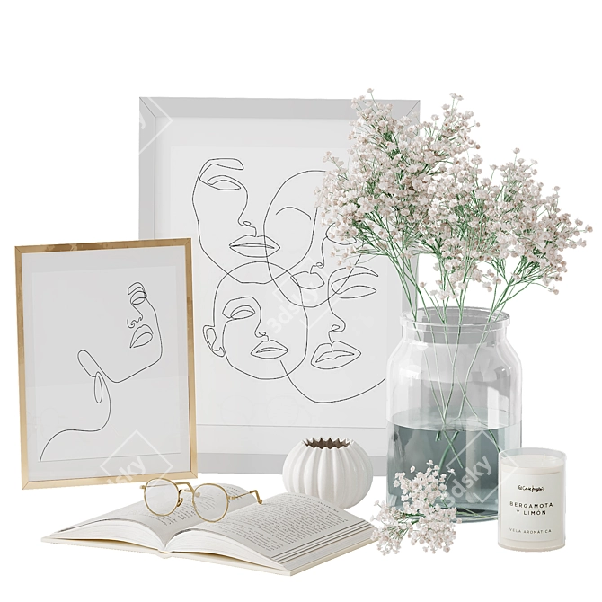 Ethereal Book & Gypsophila Set 3D model image 8