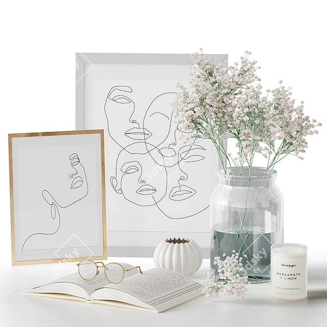 Ethereal Book & Gypsophila Set 3D model image 3