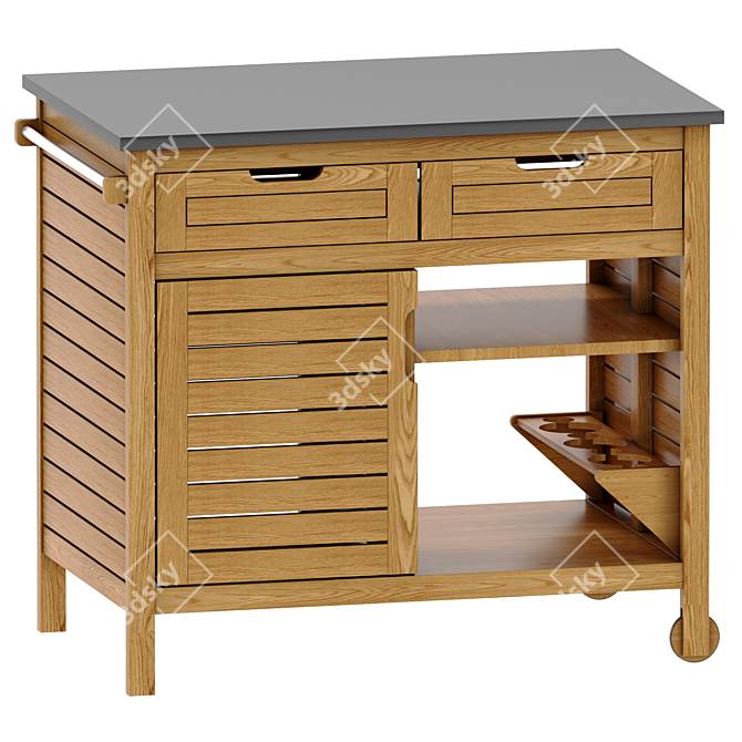 Acacia Wood Serving Table 3D model image 1