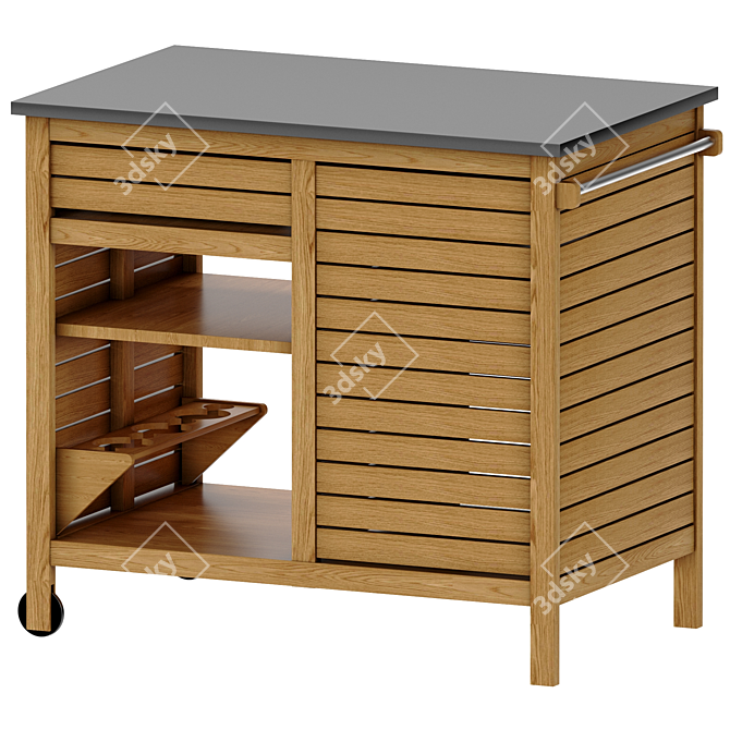 Acacia Wood Serving Table 3D model image 2