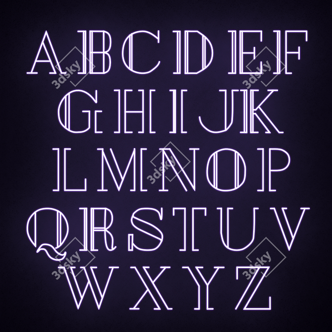 Illuminated Neon Letters 3D model image 2