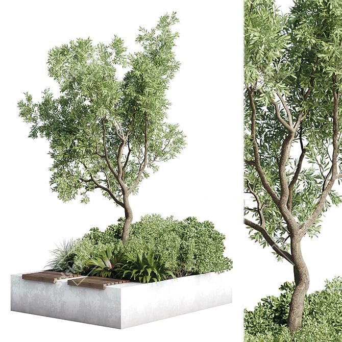 Urban Green Benches Collection 3D model image 1