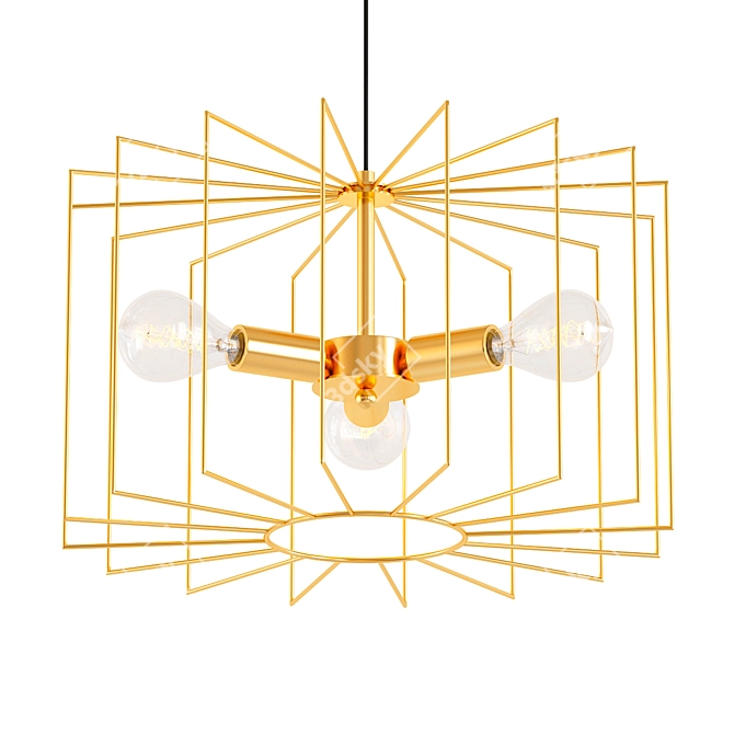 Golden Wire Cage Chandelier 3D model image 1