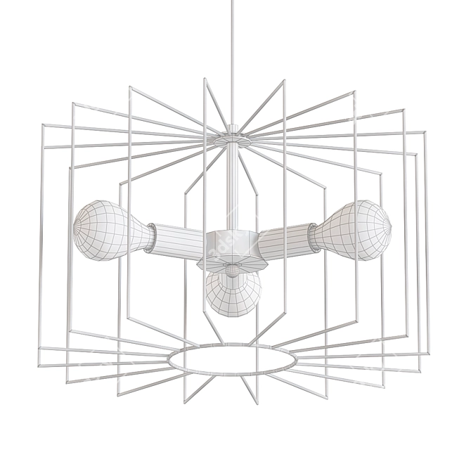 Golden Wire Cage Chandelier 3D model image 2