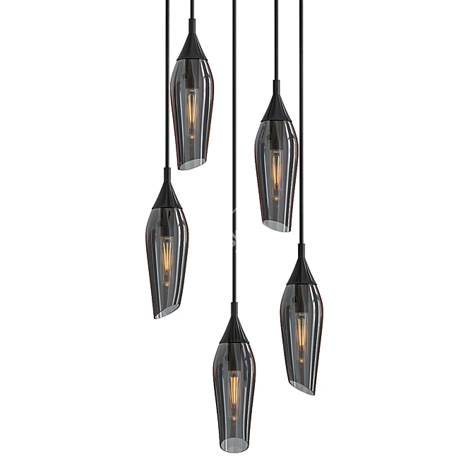 Elegant Smoked Taper Pendant Light 3D model image 1