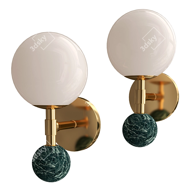 Elegant Marble Ball Sconce 3D model image 1