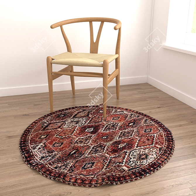 Elegant Round Rugs Set 3D model image 2