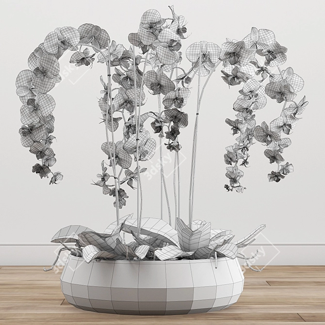 Elegant Orchid Arrangement: 3D Model 3D model image 2
