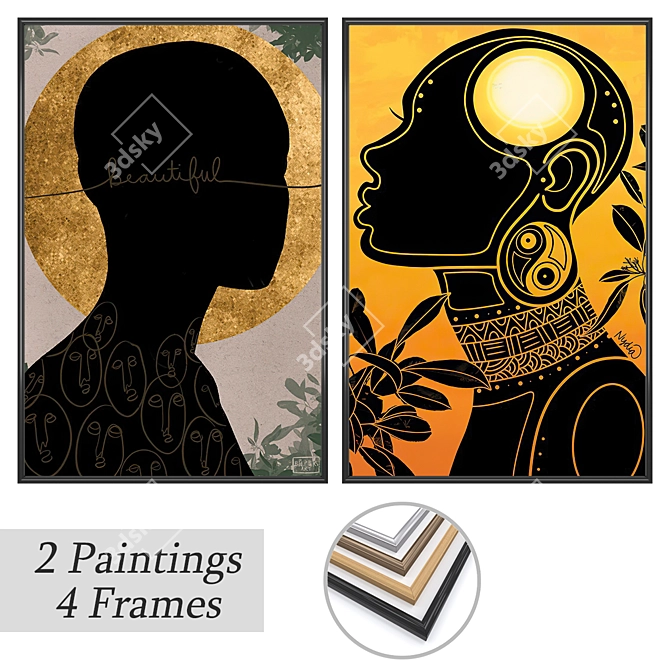 Elegant Frame Wall Paintings 3D model image 1