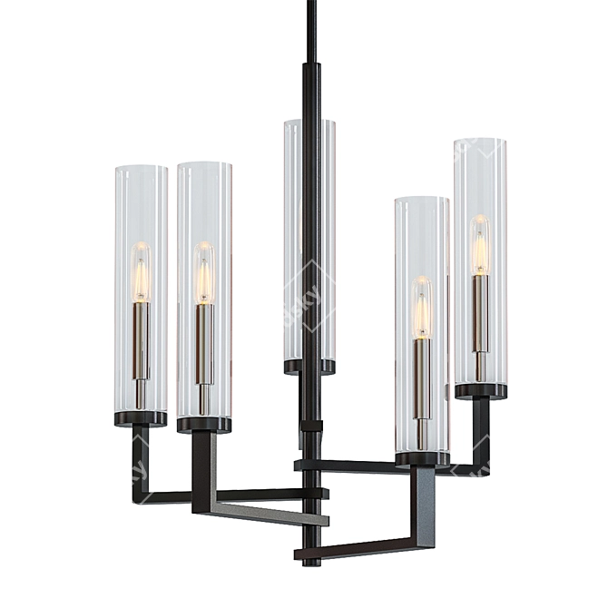 Savoy House Folsom 16.5" Matte Black Chandelier 3D model image 1