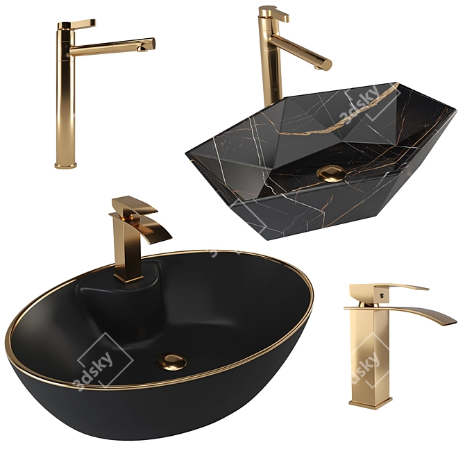 Minimalist Washbasin Set 3D model image 1