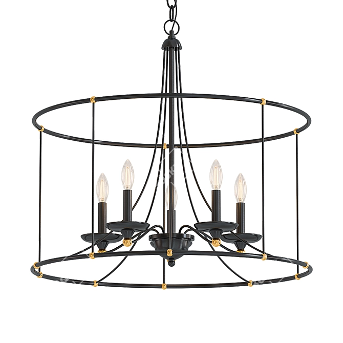 Westchester County 25: Sand Coal 5-Light Chandelier 3D model image 1