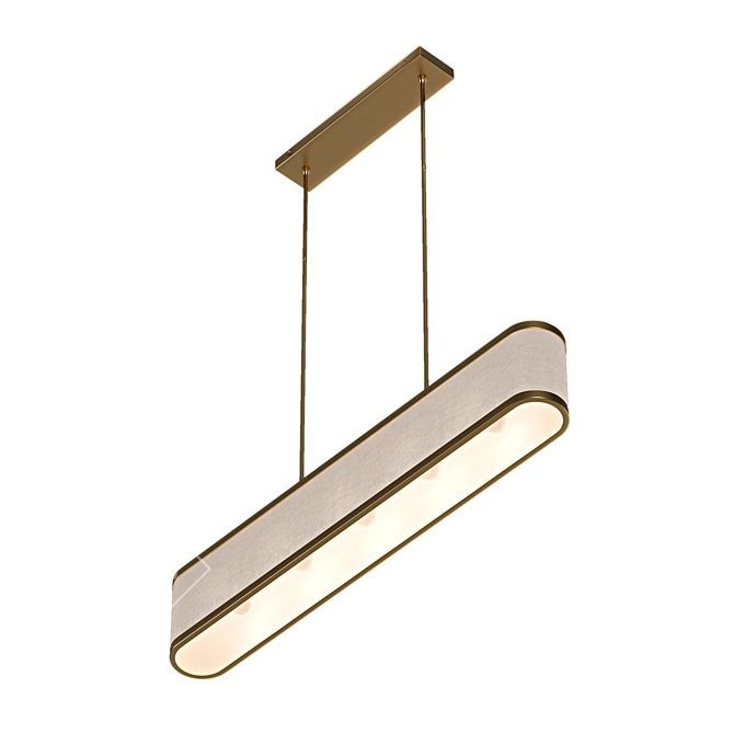 Sleek Brass and Linen Pendant 3D model image 1