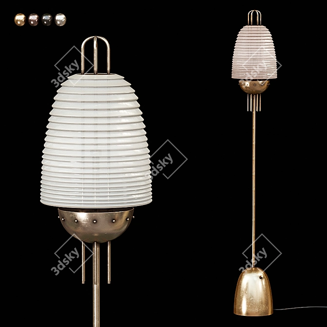 Signal X: Sleek Metal and Glass Floor Lamp 3D model image 1