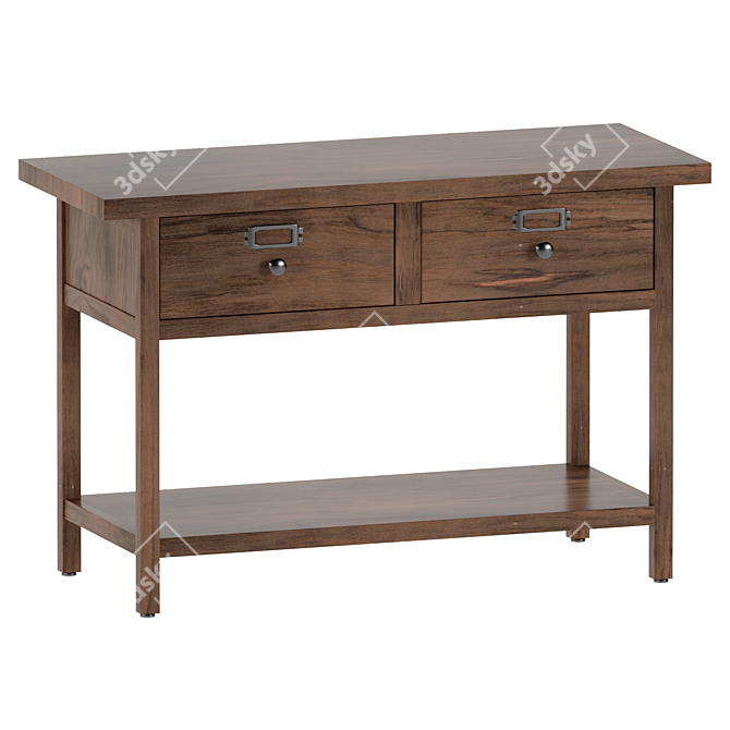 Lunja Solid Pine Double Sink Furniture 3D model image 1