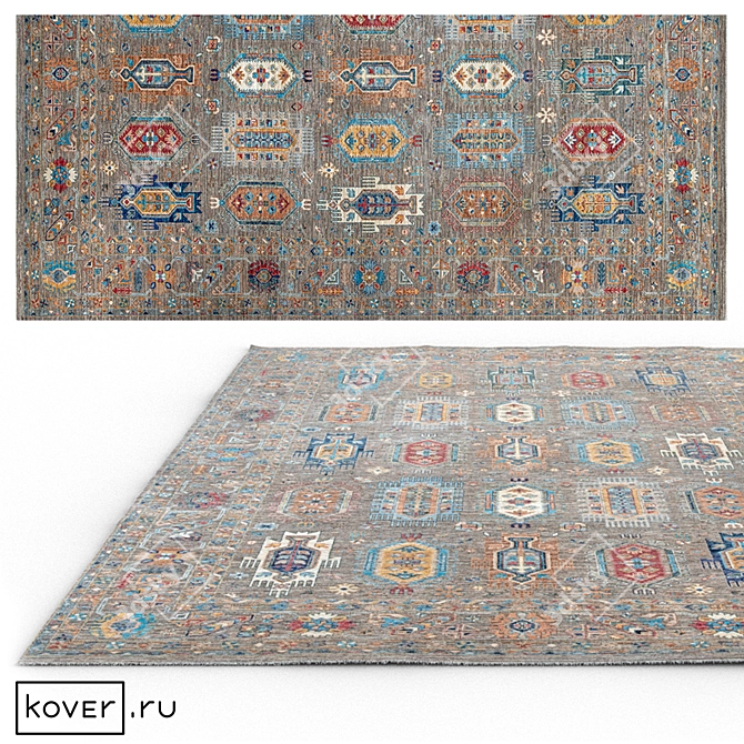 WAZIR NAT-NAT Ethnic Wool Carpet 3D model image 1