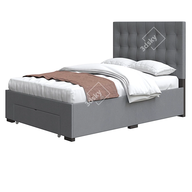 Elegant Isom Tufted Storage Bed 3D model image 2