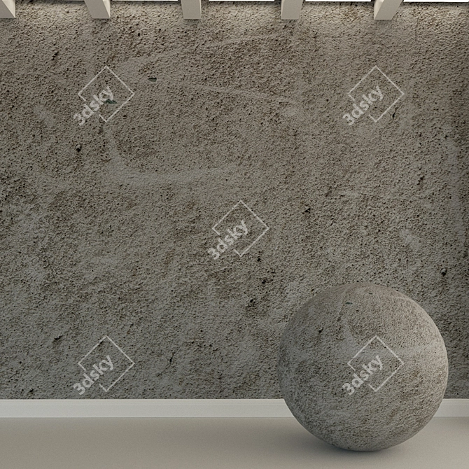 Vintage Plaster Concrete Wall 3D model image 1