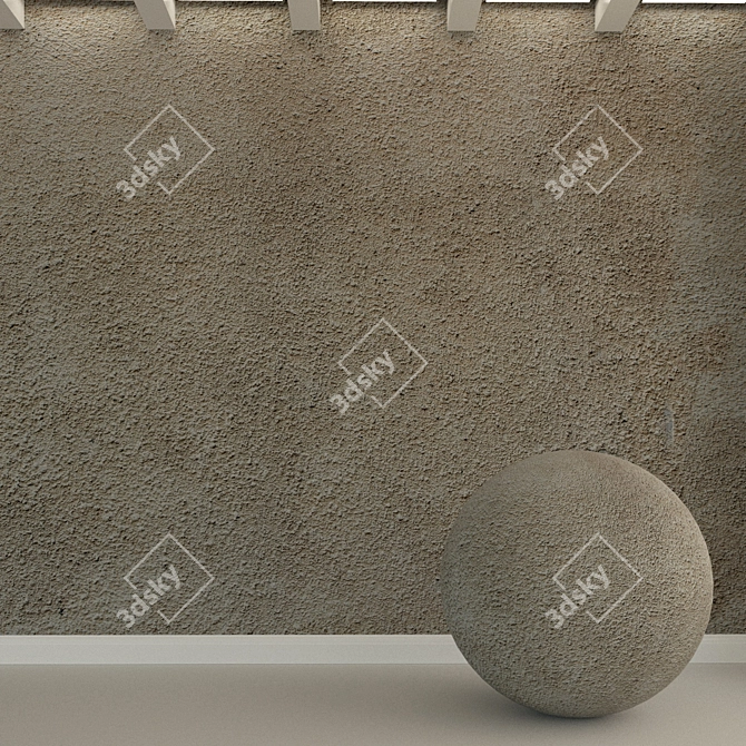 Title: Vintage Plastered Concrete Wall 3D model image 1