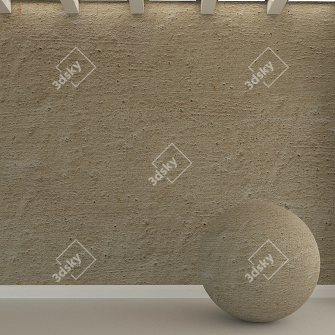 Rough Grey Concrete Wall 3D model image 1