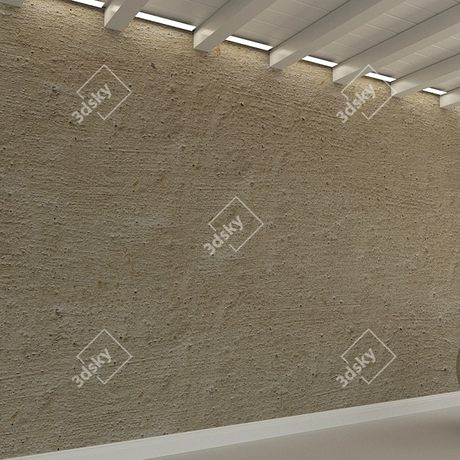 Rough Grey Concrete Wall 3D model image 2