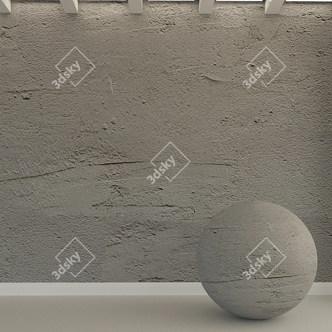 Title: Decorative Old Plaster Wall 3D model image 1