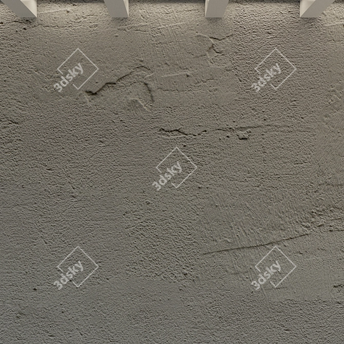 Title: Decorative Old Plaster Wall 3D model image 2