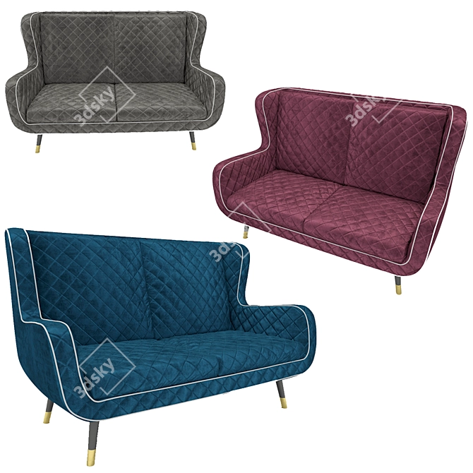 Elegant Baxter Dolly Sofa Set 3D model image 4