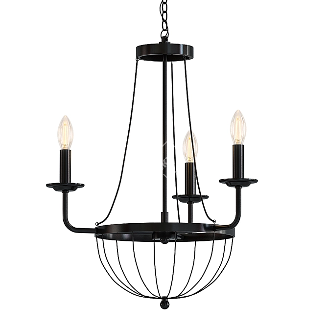 Vivian 3-Light Chandelier 3D model image 1