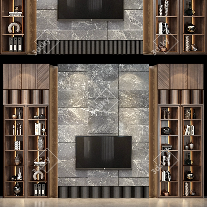 Sleek TV Stand Storage 3D model image 1