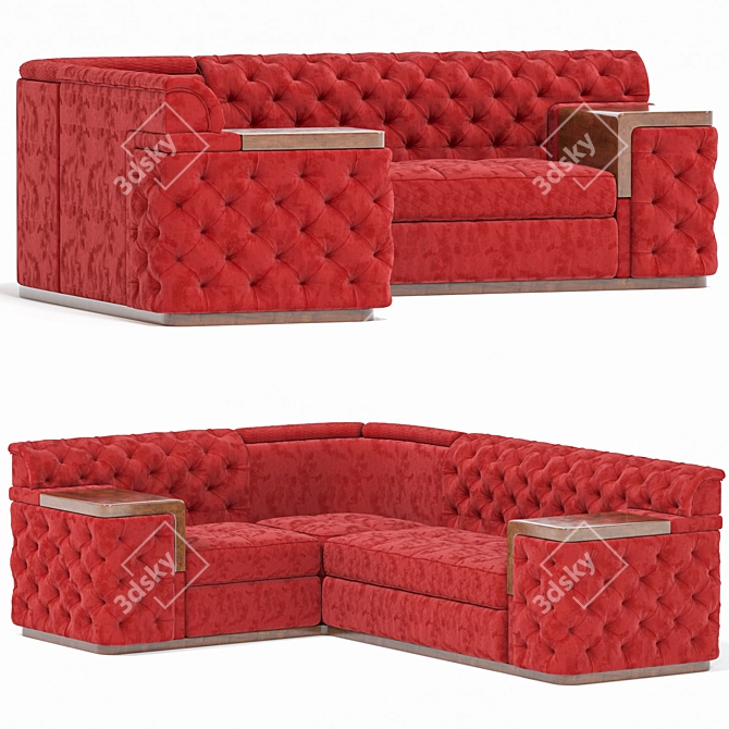 Stylish Red Corner Sofa 3D model image 1