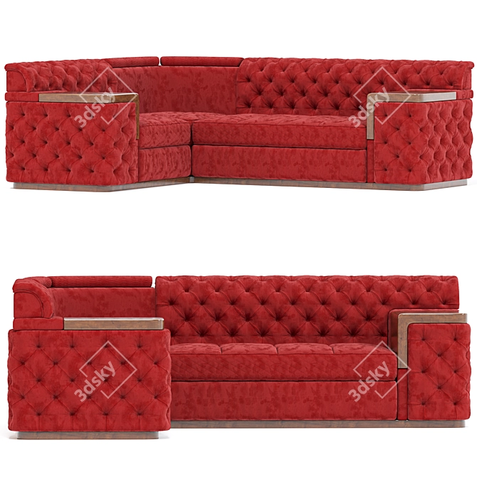 Stylish Red Corner Sofa 3D model image 2
