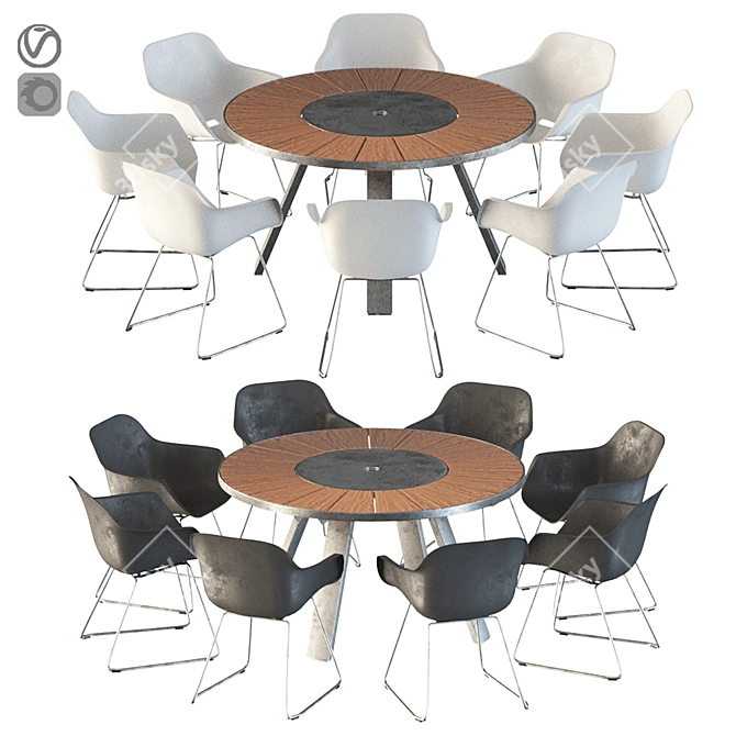 Pantagruel Wood-Metal Table 3D model image 1