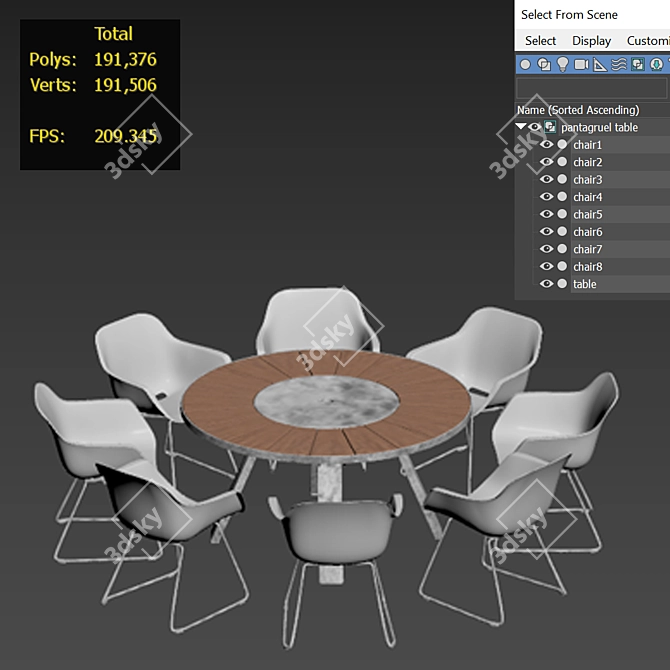 Pantagruel Wood-Metal Table 3D model image 5