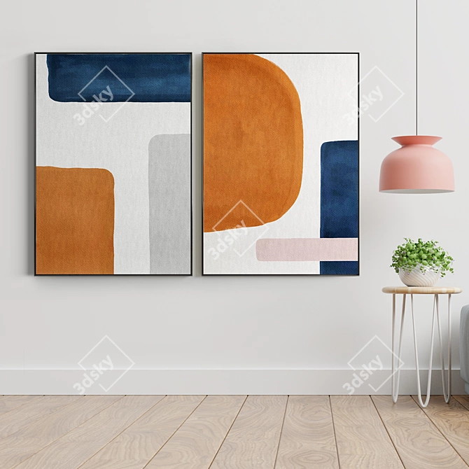 Elegant Frames Collection - Set of 2 Paintings in Various Materials and Sizes 3D model image 3