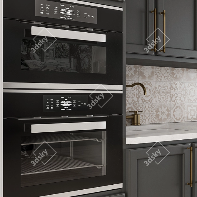 Neo Classic Black Kitchen Set 3D model image 5