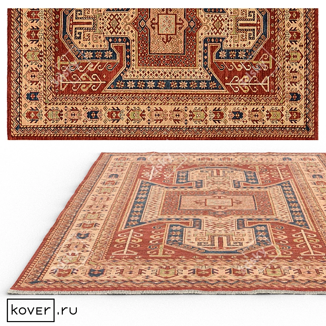 Traditional Red Kazak Classic Rug - 145 x 195 cm 3D model image 1