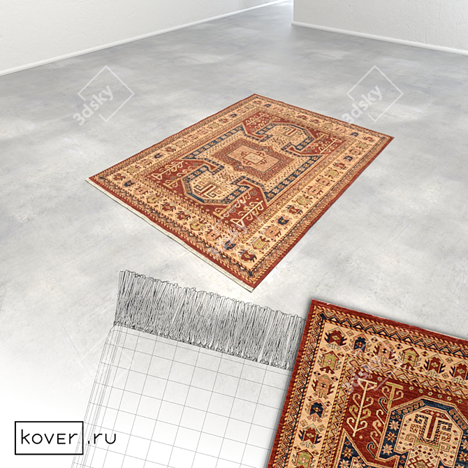 Traditional Red Kazak Classic Rug - 145 x 195 cm 3D model image 2