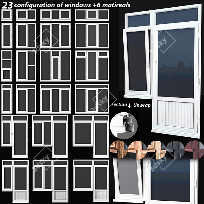 Modern Windows01 3D model image 1